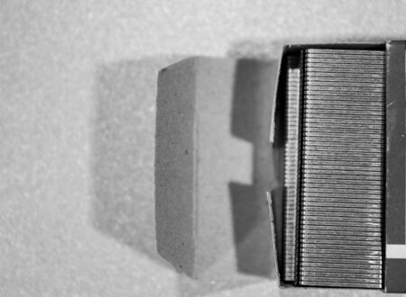 Staple on desk in close-up packagingの写真素材