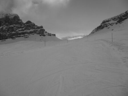 Mountain massif along the ski slopeの写真素材