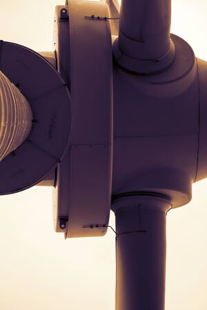 rotor of a wind turbine in evening lightの写真素材