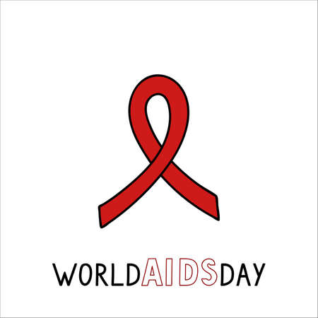 World aids day illustration with red ribbonのイラスト素材