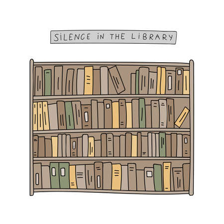 Bookshelf with books in the libraryのイラスト素材