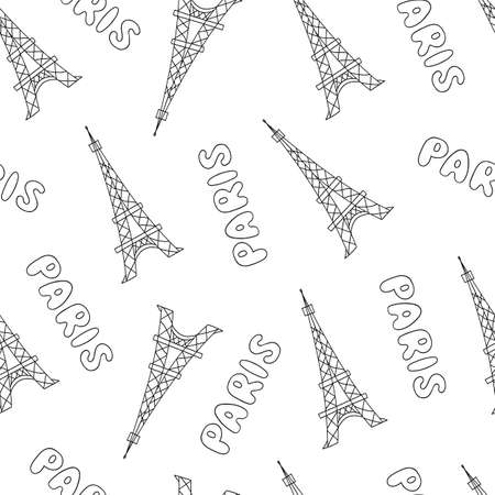 Paris eiffel tower seemless patternのイラスト素材