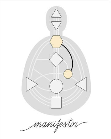 Human design manifestor chart or bodygraph 
vector illustration. Energy centers, channels and gates blank templateのイラスト素材