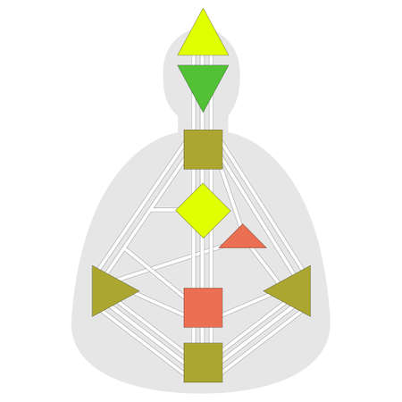 Human design chart or bodygraph 
vector illustration. Energy centers, channels  blank templateのイラスト素材