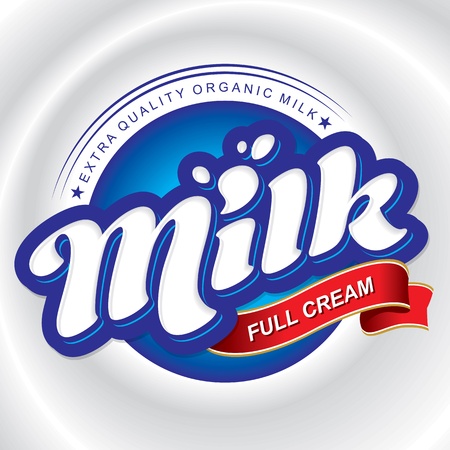 milk packaging design, hand lettering (vector)のイラスト素材