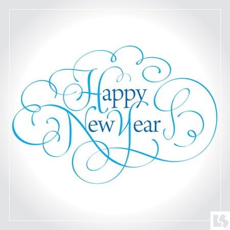 Happy New Year hand lettering (vector)のイラスト素材