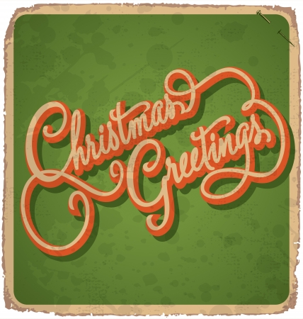 hand-lettered vintage christmas card - with handmade calligraphy grunge effects in a separate layer のイラスト素材