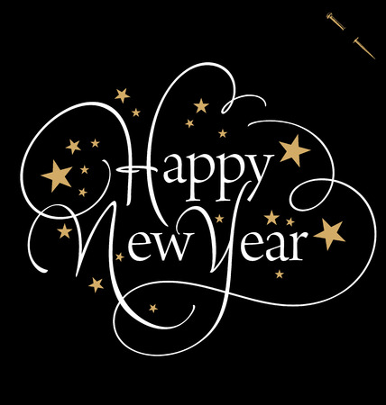 HAPPY NEW YEAR hand lettering, vector  eps8 のイラスト素材