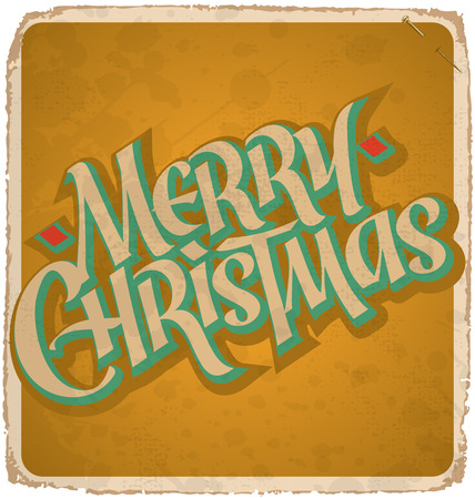 hand-lettered vintage christmas card - with handmade calligraphy, grunge effects in a separate layer のイラスト素材