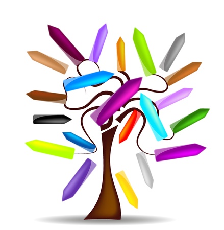 illustration with tree and light arrowsのイラスト素材