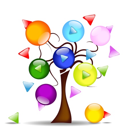 illustration with tree and the main business iconsのイラスト素材