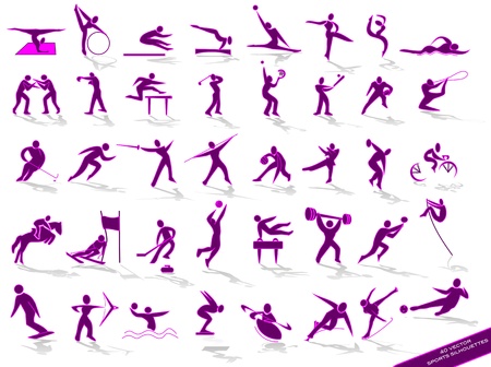 sporting purple silhouettesのイラスト素材