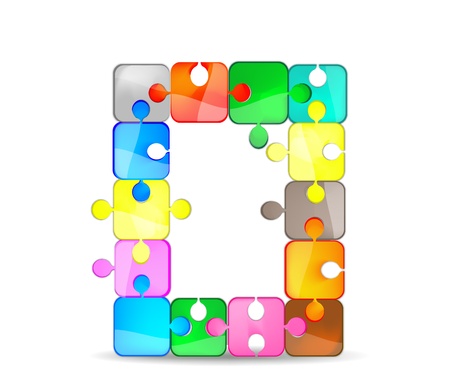 letter o with the colorful puzzleのイラスト素材