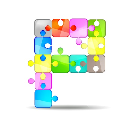 letter p with the colorful puzzleのイラスト素材