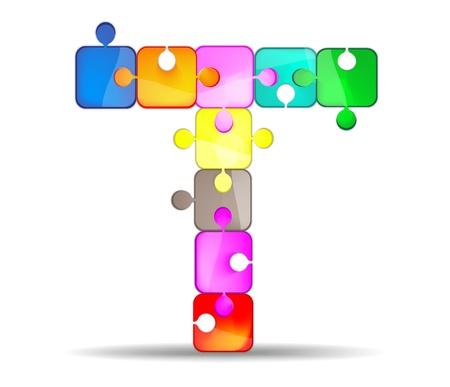 letter t with colorful puzzleのイラスト素材