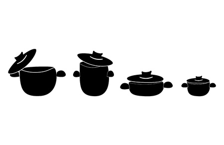 Set of cooking pots,のイラスト素材