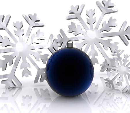 Christmas background with snow and ball - 3Dの写真素材