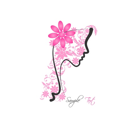 Perfect profile of a Woman with Floral のイラスト素材