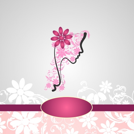 Background with woman s profile with floral decorationsのイラスト素材