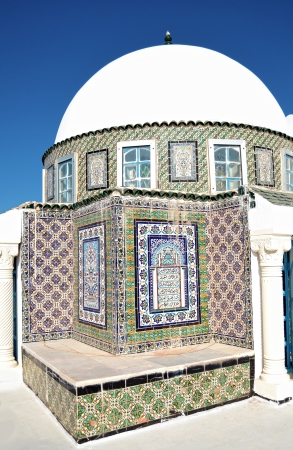Domed building with decorated tiles, typical of Tunisiaの写真素材