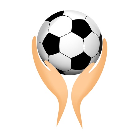 Soccer ball in his handsのイラスト素材