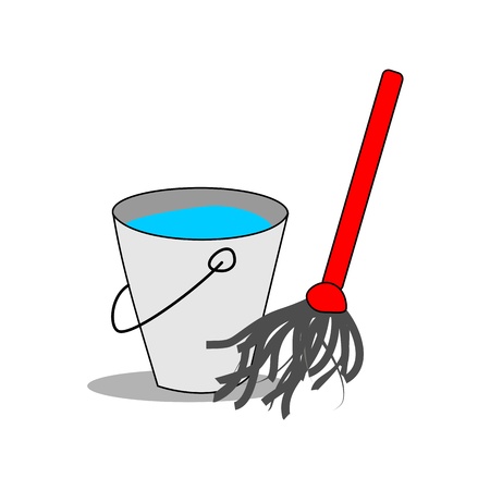 Water bucket with mopのイラスト素材