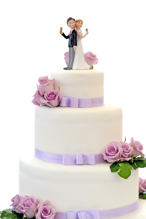Wedding cake with bride and groomの写真素材