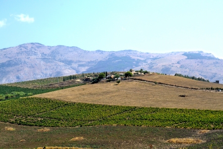 View from the hill of Segesta - Trapani, Sicilyの写真素材