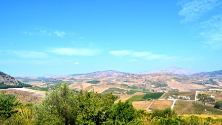View from the hill of Segesta - Trapani, Sicilyの写真素材