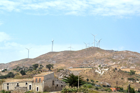 Agrigento, view of the hill with wind turbines - Sicily