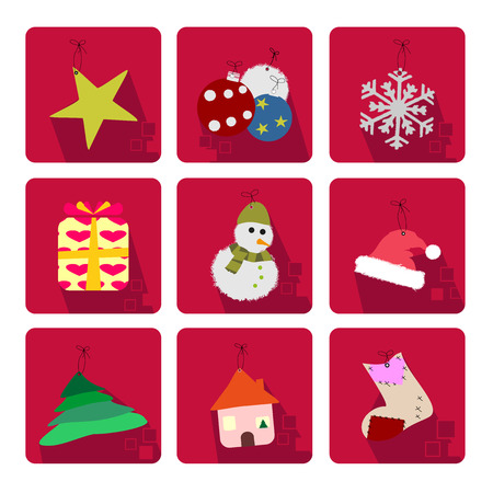 Christmas icons set with objects typical of the party - coloredのイラスト素材