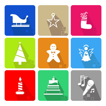 Christmas icons set with objects typical of the partyのイラスト素材