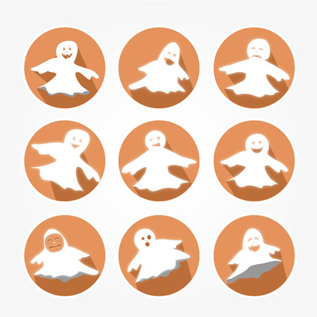 Icons set with funny ghosts for Halloween Partyのイラスト素材