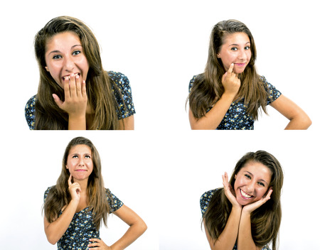Beautiful teenegers with sportswear on white backgroundの写真素材