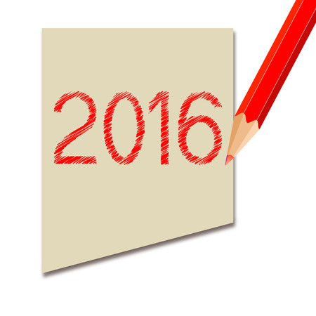 background with notes and red pencil and year 2016のイラスト素材