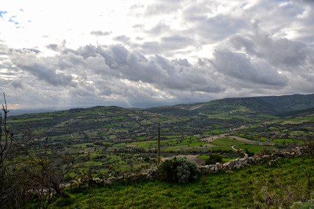 Landscape with rustic house in the open countryside - Sicilyの写真素材