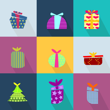 Icons set with brightly colored gift boxesのイラスト素材