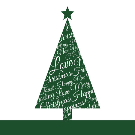 Christmas tree made up of phrases and dedicationsのイラスト素材