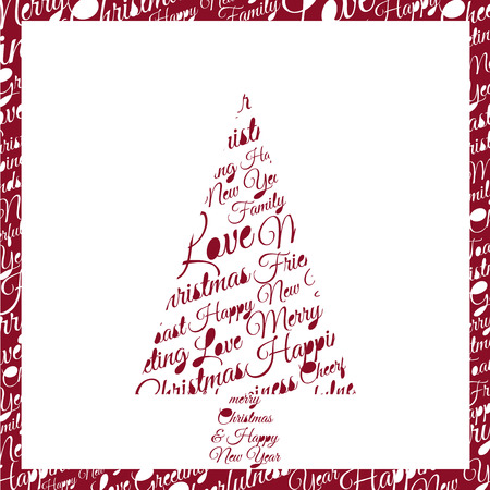 Christmas tree made up of phrases and dedicationsのイラスト素材