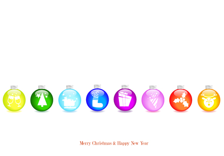 Christmas background with white balls brightly decoratedのイラスト素材