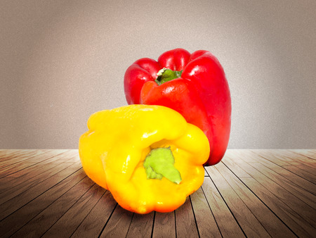 Pair of peppers, red and yellowの写真素材