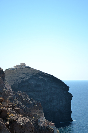 Volcano sea seen from the capital of Santorini islandの写真素材