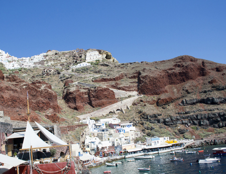 Port on the island of Santorini - Greece, Europeの写真素材