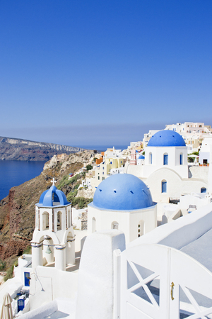 Santorini famous scene with the three domesの写真素材