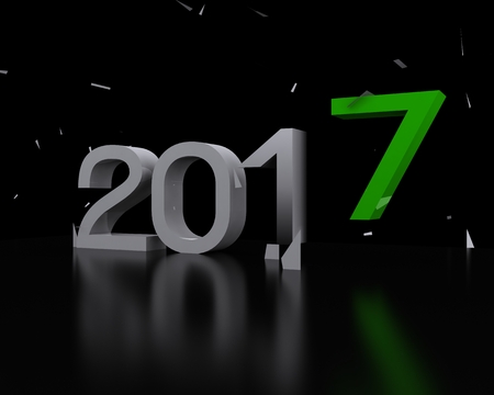 3D background with new year coming - 2017の写真素材