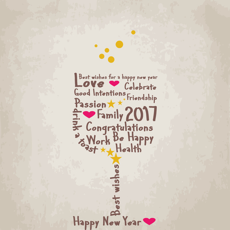 Background with glass to wish a good 2017のイラスト素材