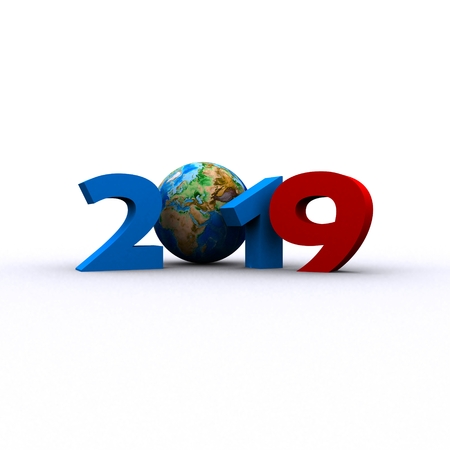 Arrival of the new year in 3D - 2019