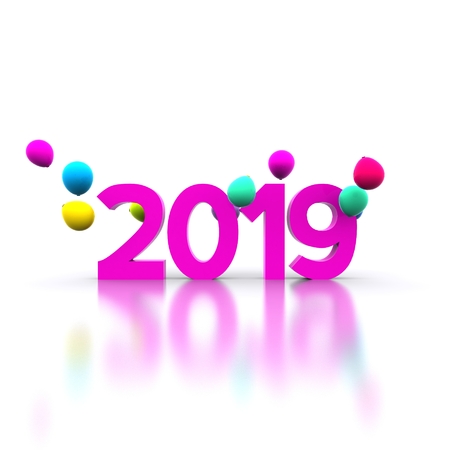 Arrival of the new year in 3D - 2019