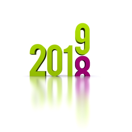 Arrival of the new year in 3D - 2019の写真素材