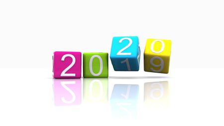 new year 2020 written on colored diceの写真素材